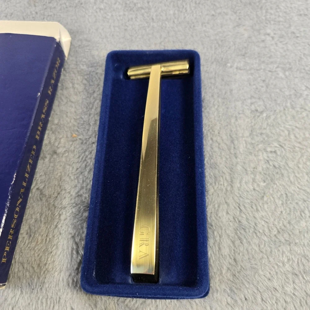 Vintage 1984 Avon Personalized Solid Brass Razor GRA Initials Original Box 67636